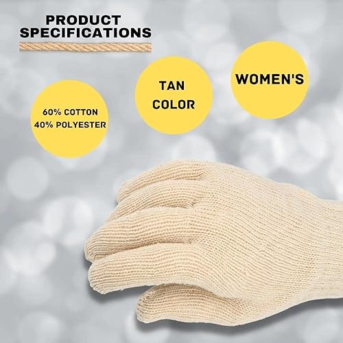 Vista 4 de PackagingSuppliesByMail PSBM Cotton String Knit Gloves, Hand Protection Lightweight Work Gloves