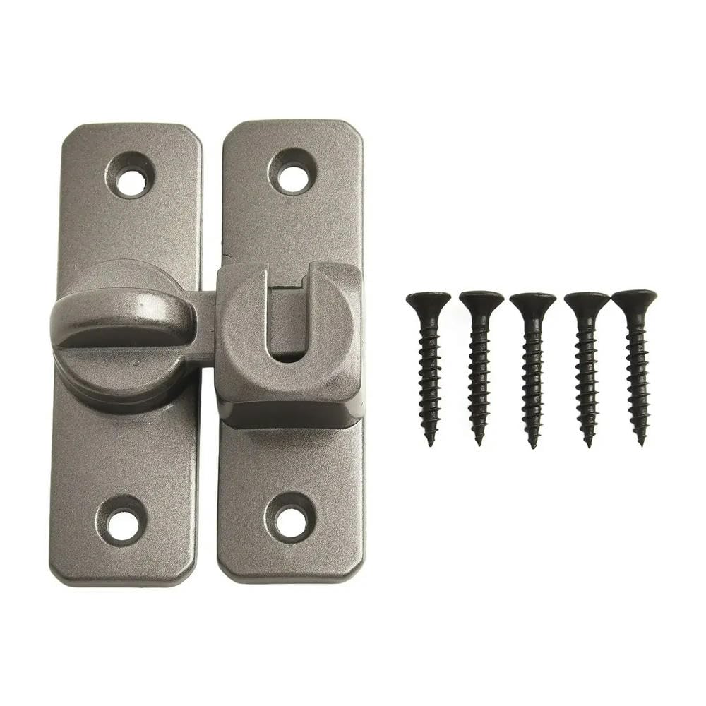 PULaif Door Lock, Gate Door Latch Sliding Bolt Lock 90-180 Degree Multicolor 80x25x4mm Zinc Alloy Home Security(Grey)