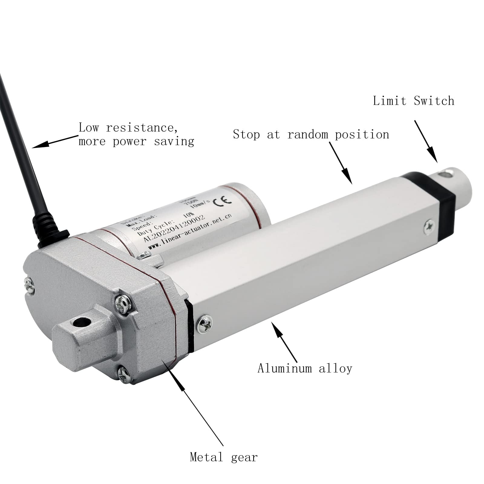 750N 100mm Actuador Lineal Motor DC 12V Motor Resistente Para Auto RV Abridor de Puerta Eléctrico Maquinaria Agrícola Industrial Ventana Embarcaciones