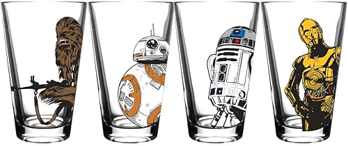 Star Wars Juego de vasos de pinta clásica, capacidad de 16 onzas, juego de 4 vasos, forma clásica