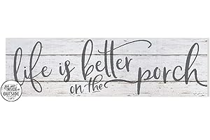 Kindred Hearts Indoor/Outdoor Life is Better on Porch Sign, White Black