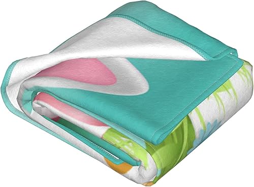 Miniatura 8 de Manta de acuarela con orejas de conejo de Pascua cálida acogedora suave ligera de franela para dormitorio sofá habitación hogar manta decorativa