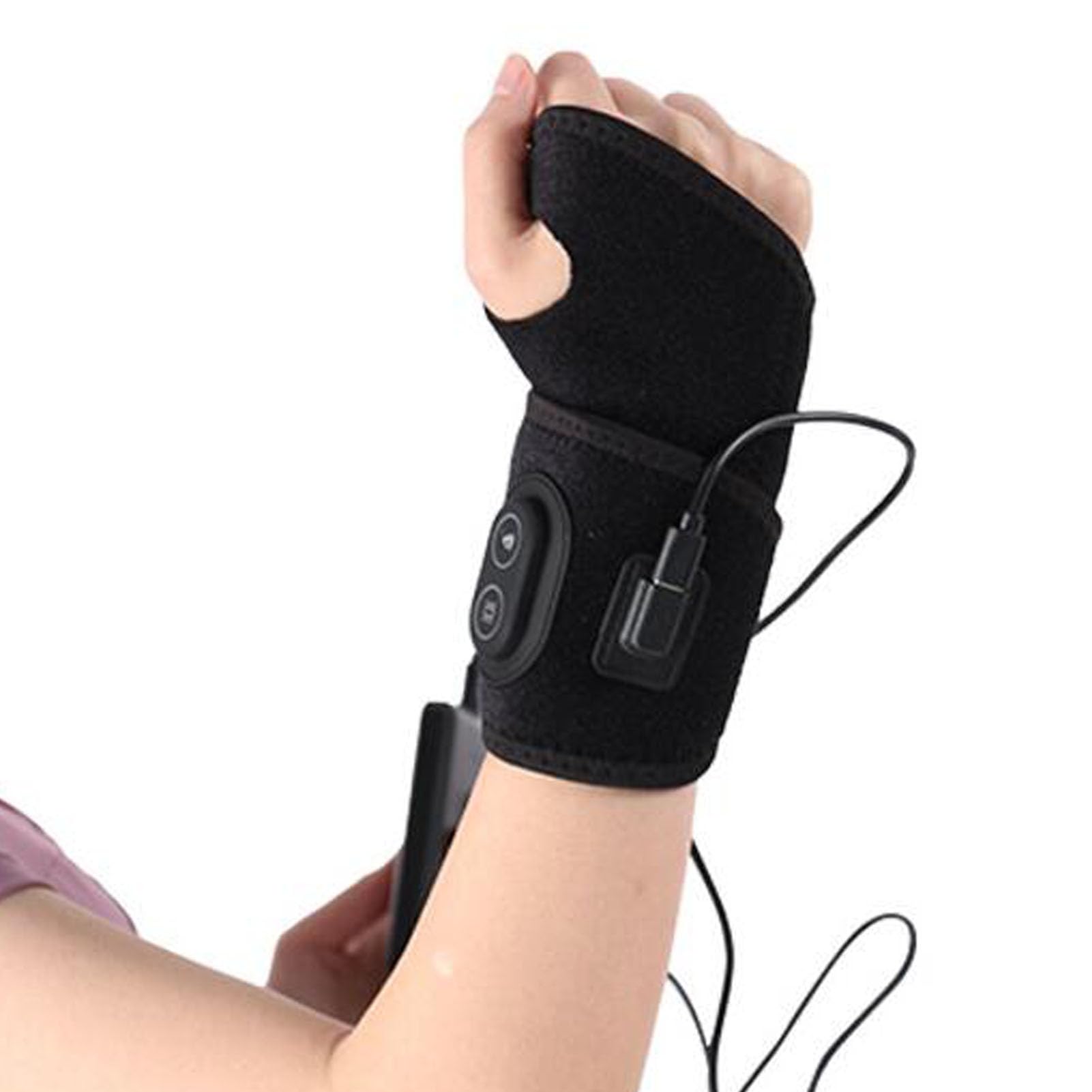 Bias&Belief Men's Usb Electric Heated Vibration Wrist Brace Wo Wrist Heating Pad Adjustable 3 Heat Levels And Vibration Massage Wristband Heat Therapy Wrist Warmer Wrap Joint Pain Relief