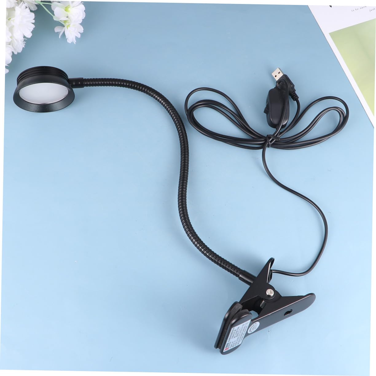 Operitacx Lampada da Lettura LED a Clip 4w 6w Collo Flessibile Nero | 2 Livelli di Luminosità, Cavo USB Incluso, per Leggere a Letto e Viaggio