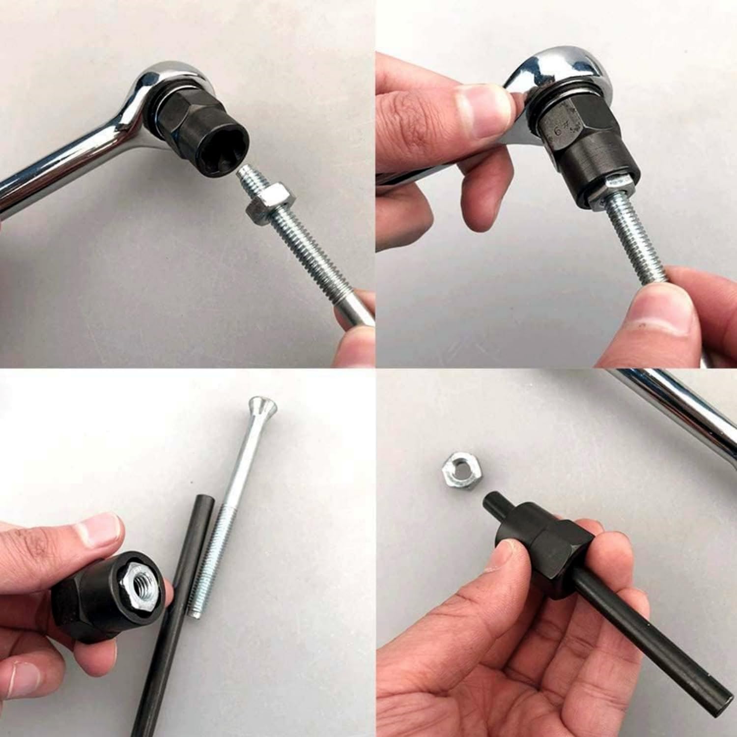 Juego de llaves de vaso de impacto para rueda de accionamiento de 1,27 cm, métricas de 17, 19, 21, 22 mm y SAE 3/4, 13/16, 7/8, 15/16 pulgadas, herramienta de extracción de tuercas de pared delgada
