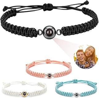 zyinoant Personalized Photo Bracelet Custom Projection Bracelets With High-Definition Picture Inside for Valentine\'s Day Men/Women/Boyfriend Birthday Anniversary Memorial Gifts
