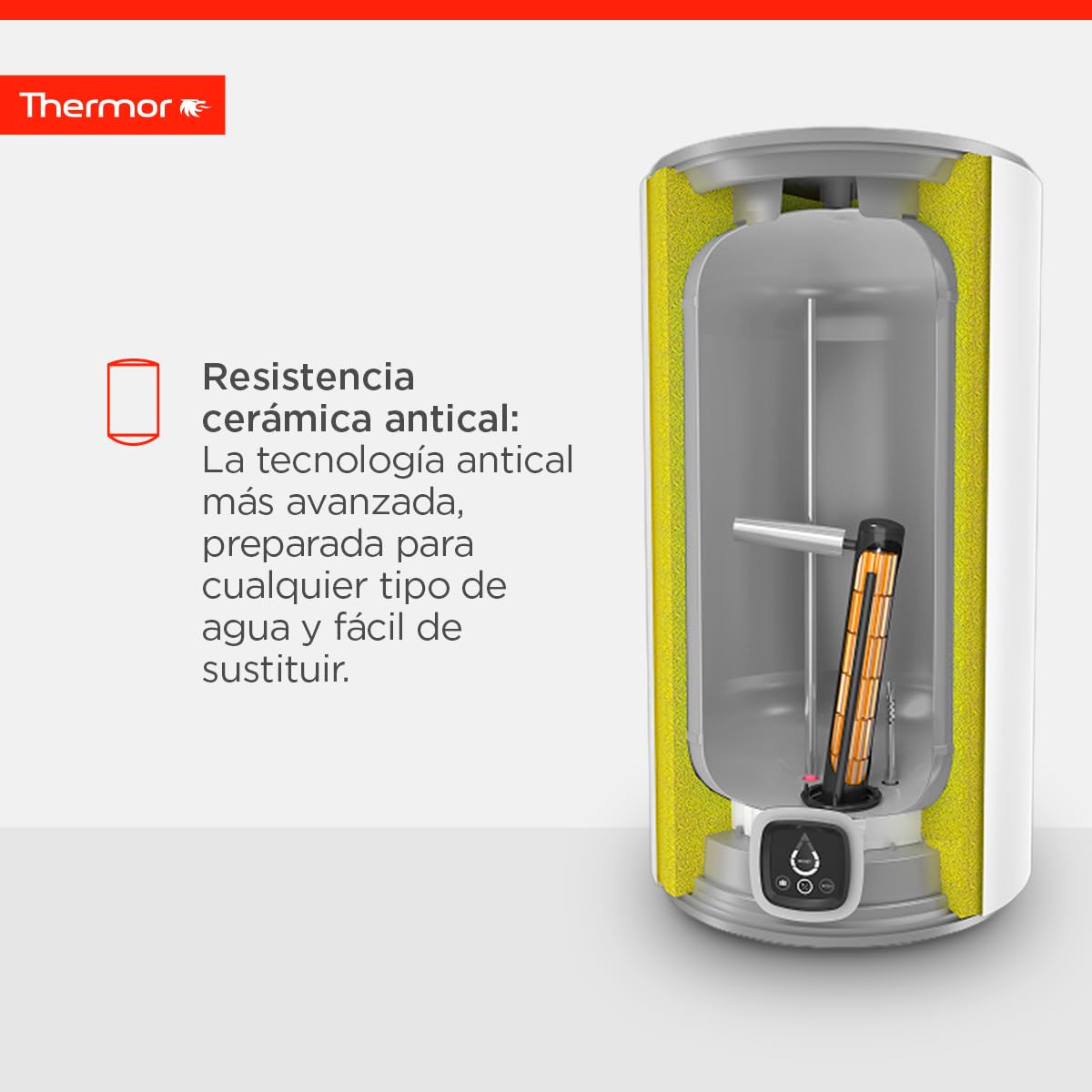 Thermor - Termo Eléctrico Ceramics Digital - Calentador de Agua Eléctrico Vertical de 50 L - 1800W - Resistencia Cerámica Antical - Fácil Instalación - Fabricado para instalación en España
