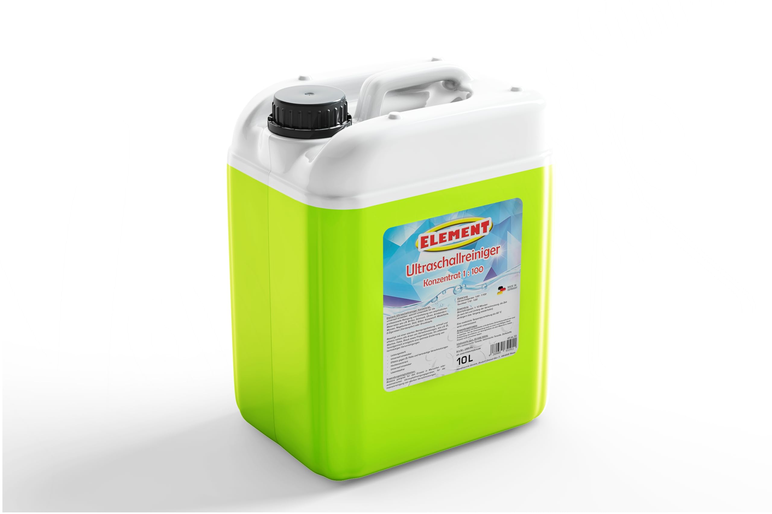Ultraschallreiniger I Konzentrat 1:100 I 10 Liter I zur Reinigung von Brillen, Schmuck, Uhren, Münzen und sonstiger Kleinteile im Ultraschallbad