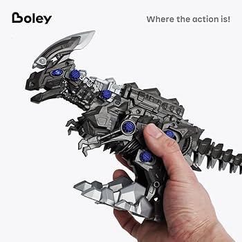 ロボット恐竜 グレー 武器装備　怪獣フィギュア 恐竜＋ロボット＝最強!!「マシンザウラー」がリアルな生物的