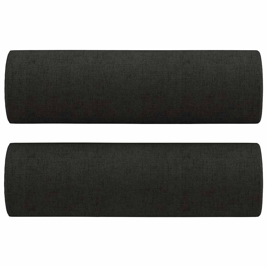 3-osobowa sofa z ozdobną poduszką, czarna, 180 cm, tkanina, nowoczesny design, wygodny mebel do siedzenia do salonu i pokoju gościnnego, trwała poszewka, stabilna metalowa konstrukcja