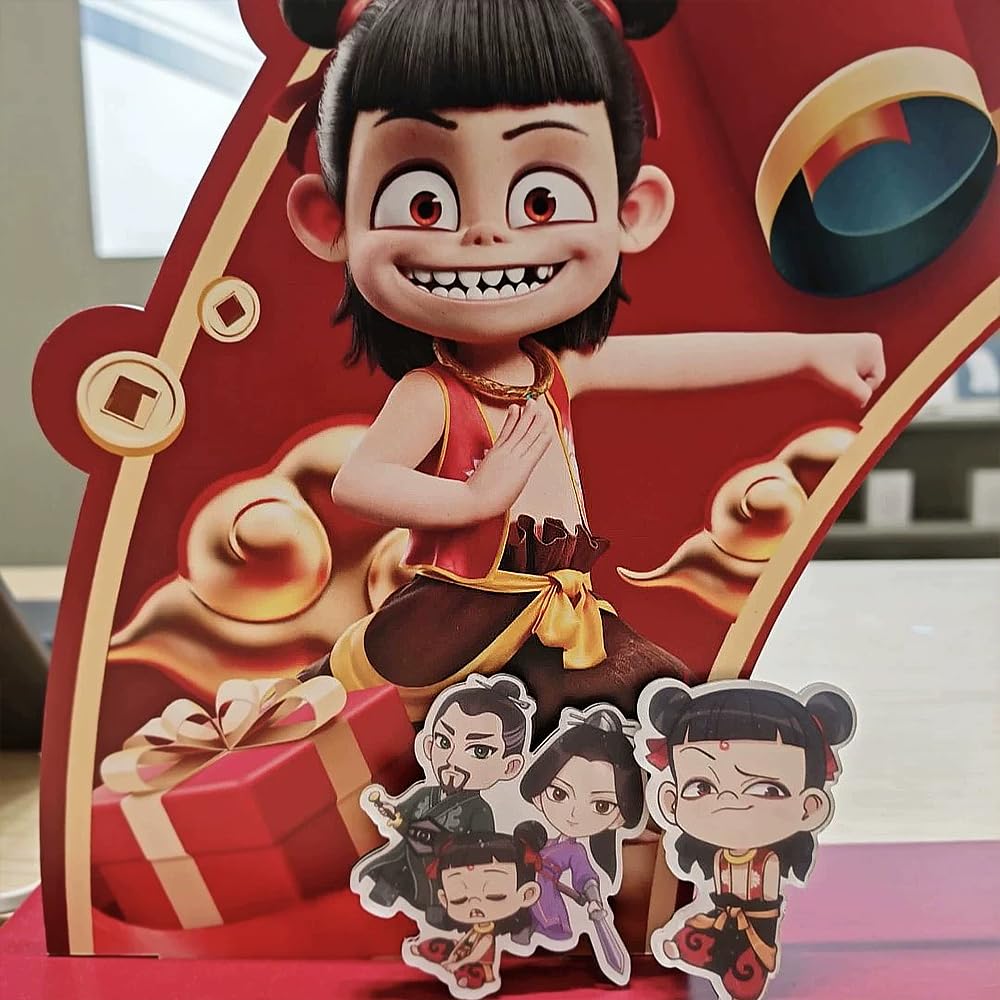 YHNNH， Magneti da frigorifero con personaggi della serie Nezha, decorazioni magnetiche in acrilico, regali for gli appassionati di film, B(Set)