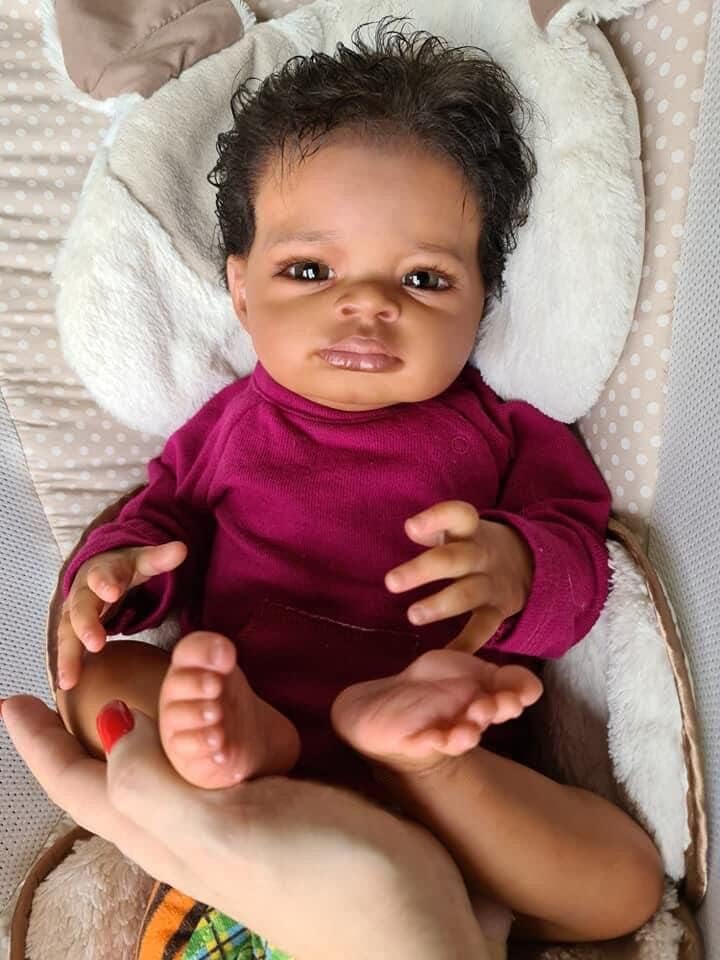 Miniatura 2 de iCradle Muñeca realista Reborn de 20 pulgadas, 19.7 in, cuerpo suave, realista, recién nacido, muñecas afroamericanas, muñecas de bebé de la vida