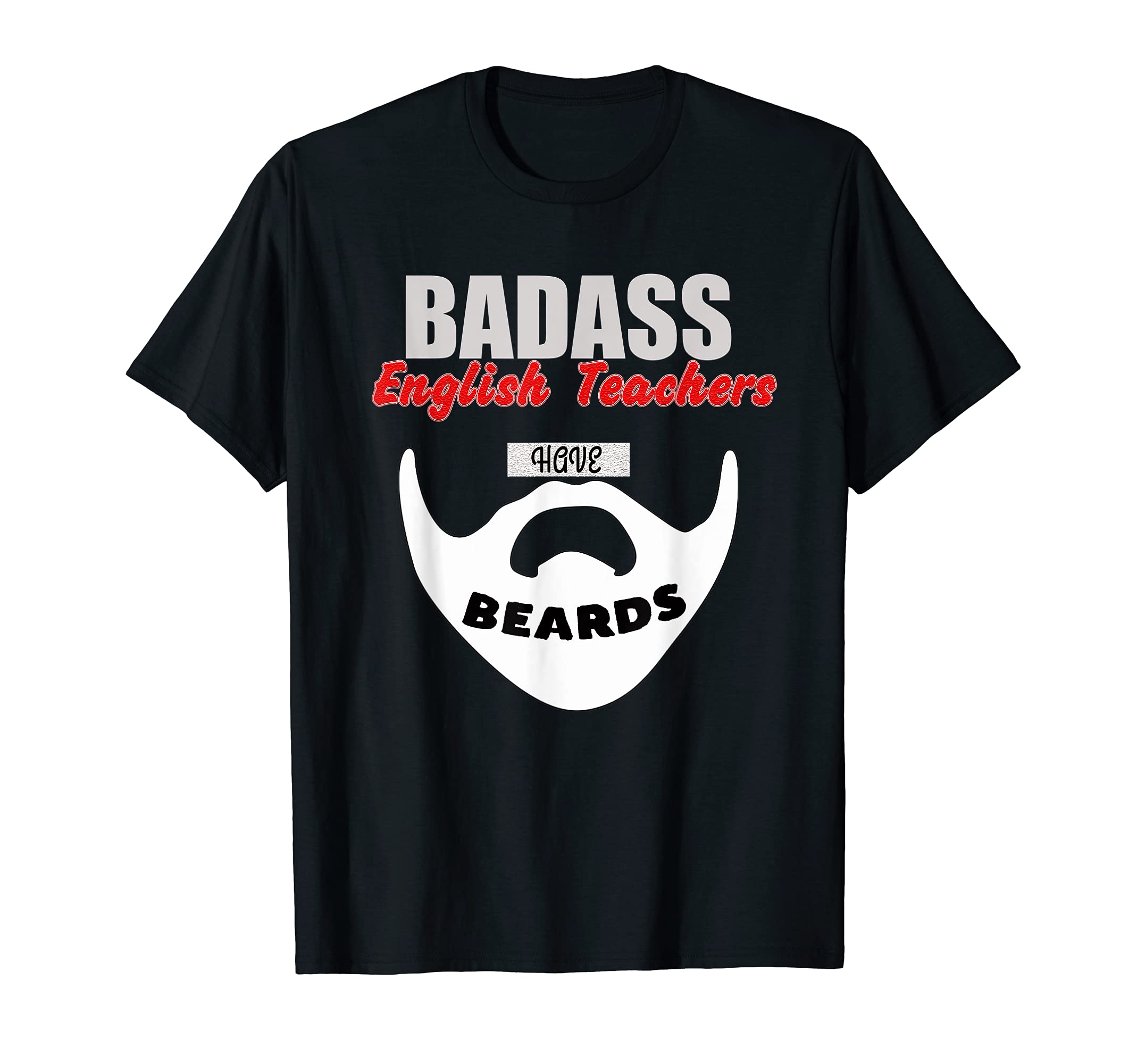 English Teacher Beards Men gift, teach School Education T-Shirt, Black