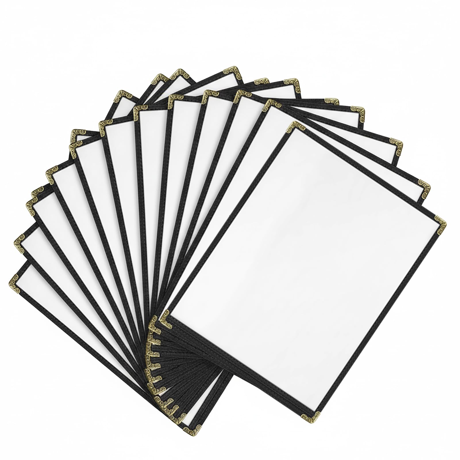 25 Pack Menu Covers 8.5 x 11 – 2 View Single Page Top Loading Menu Holders, Clear Vinyl Restaurant Menu Covers with Double-Stitched Edges, Durable