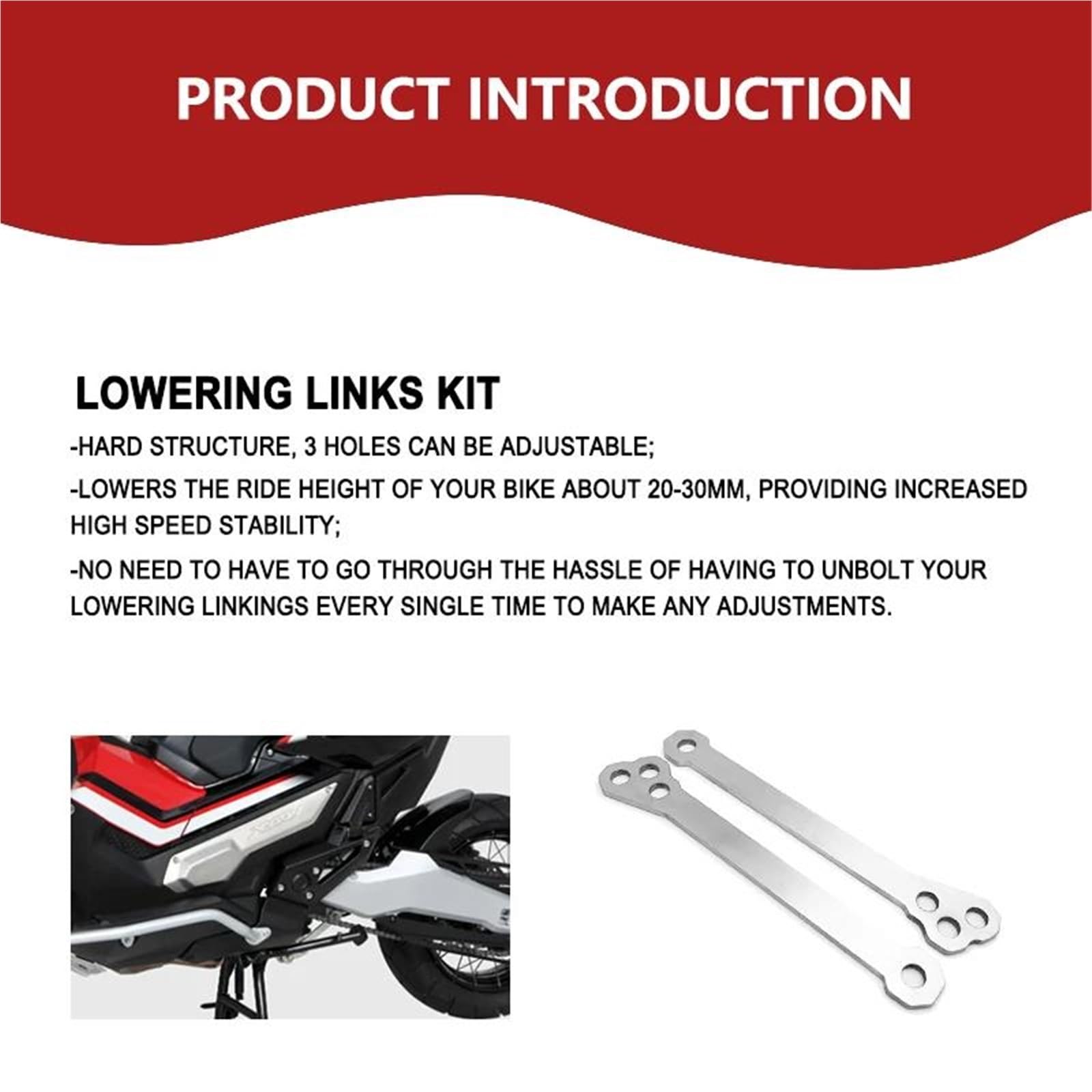Kits de instalación de suspensión Inferior Ajuste For Honda X-ADV 750 2019-2022 Kit De Enlace De Descenso De Suspensión Trasera De Motocicleta Accesorios De Modificación