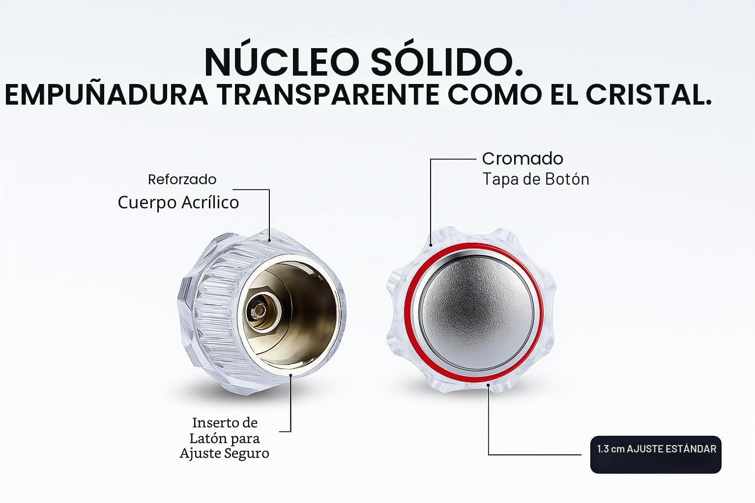 Repuesto estándar de grifo caliente y frío, cabezales superiores de, acrílico, metalizado, cromado, rojo y azul, sistema (se vende en pares)