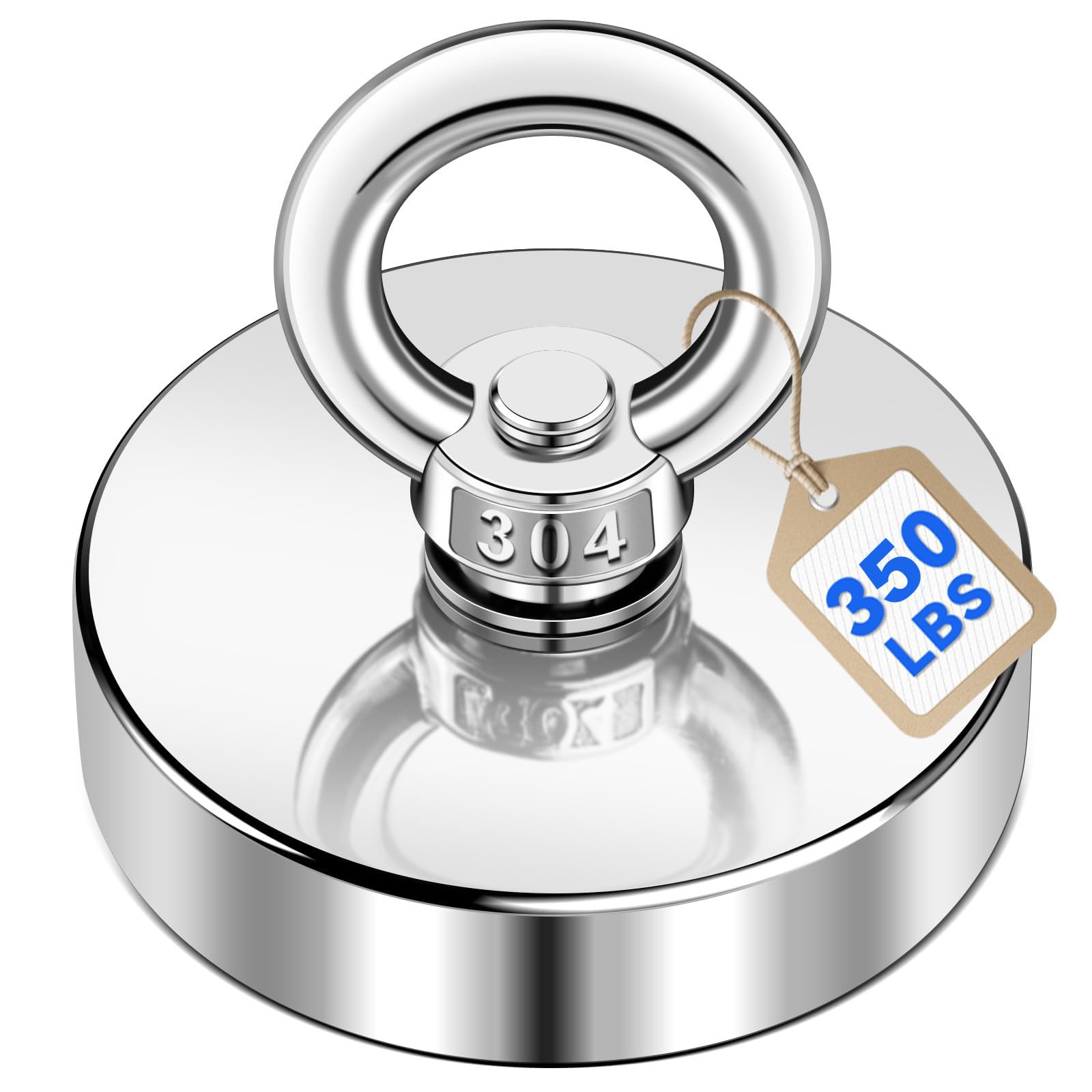 DIYMAG Strong Neodymium Fishing Magnets 350 Lbs(158 KG) Pulling Force Rare Earth Magnet with Countersunk Hole Eyebolt Diameter 1.97 inch(50 mm) for Retrieving in River and Magnetic
