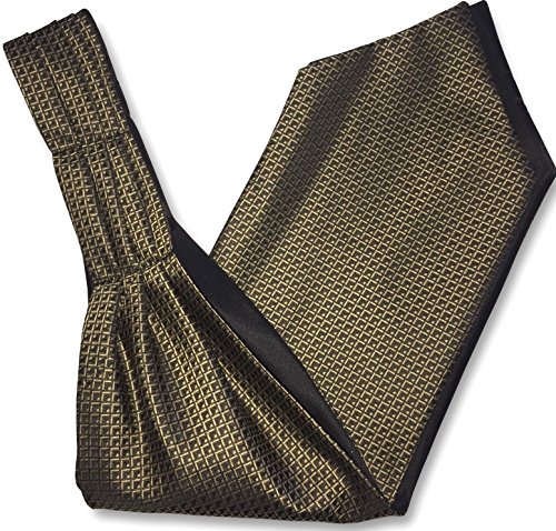 Cravat Ascot pour homme avec motif à carreaux noir et doré chic