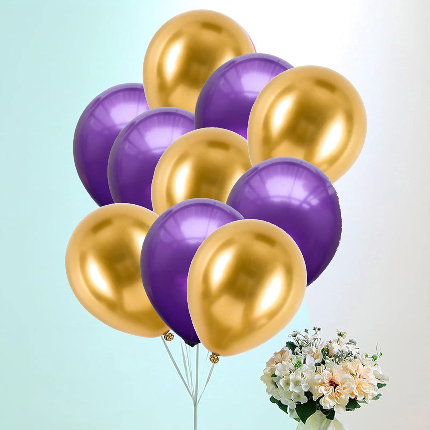 12 Inch Purple and Gold Balloons Latex Helium Party Balloon
