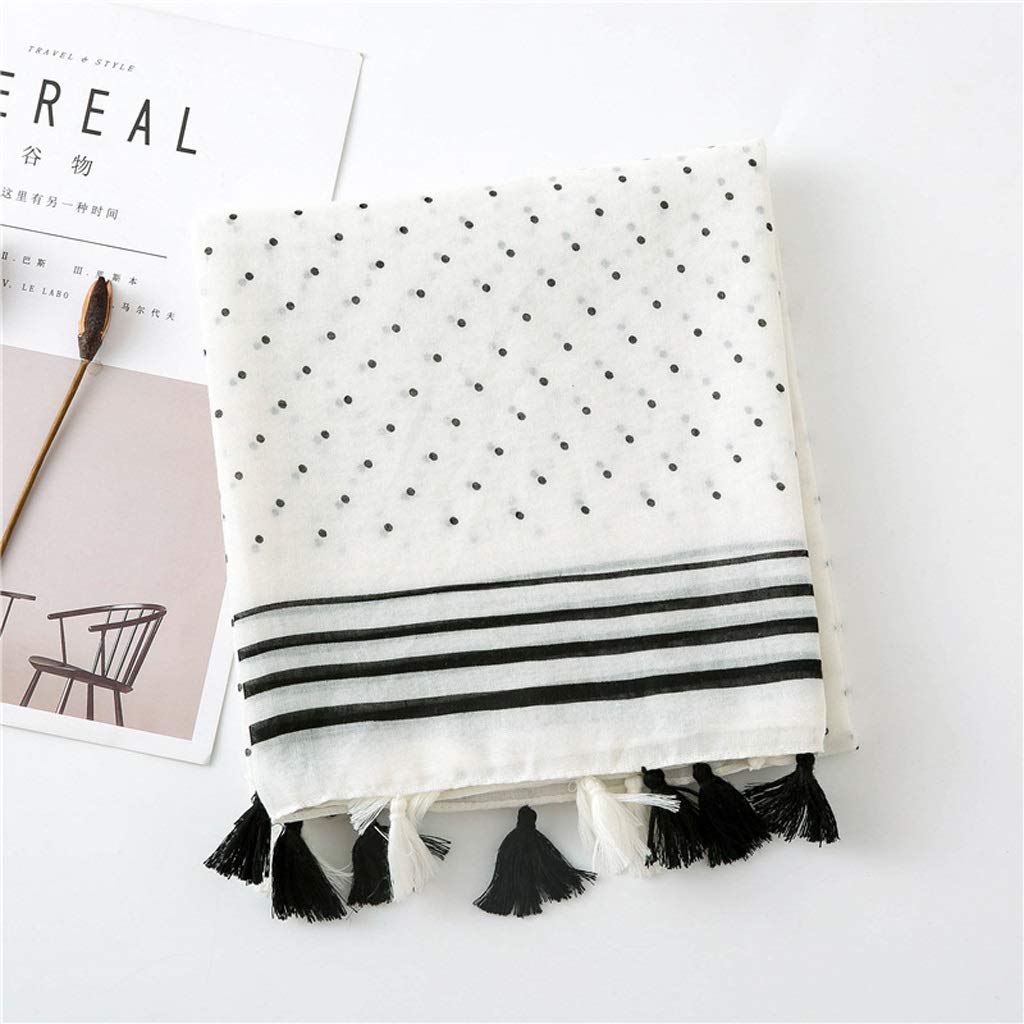 Bufanda de algodón para Mujer, hiyab con Estampado de Puntos, chales y chales, Borla Larga, Foulard para Mujer, Bandana