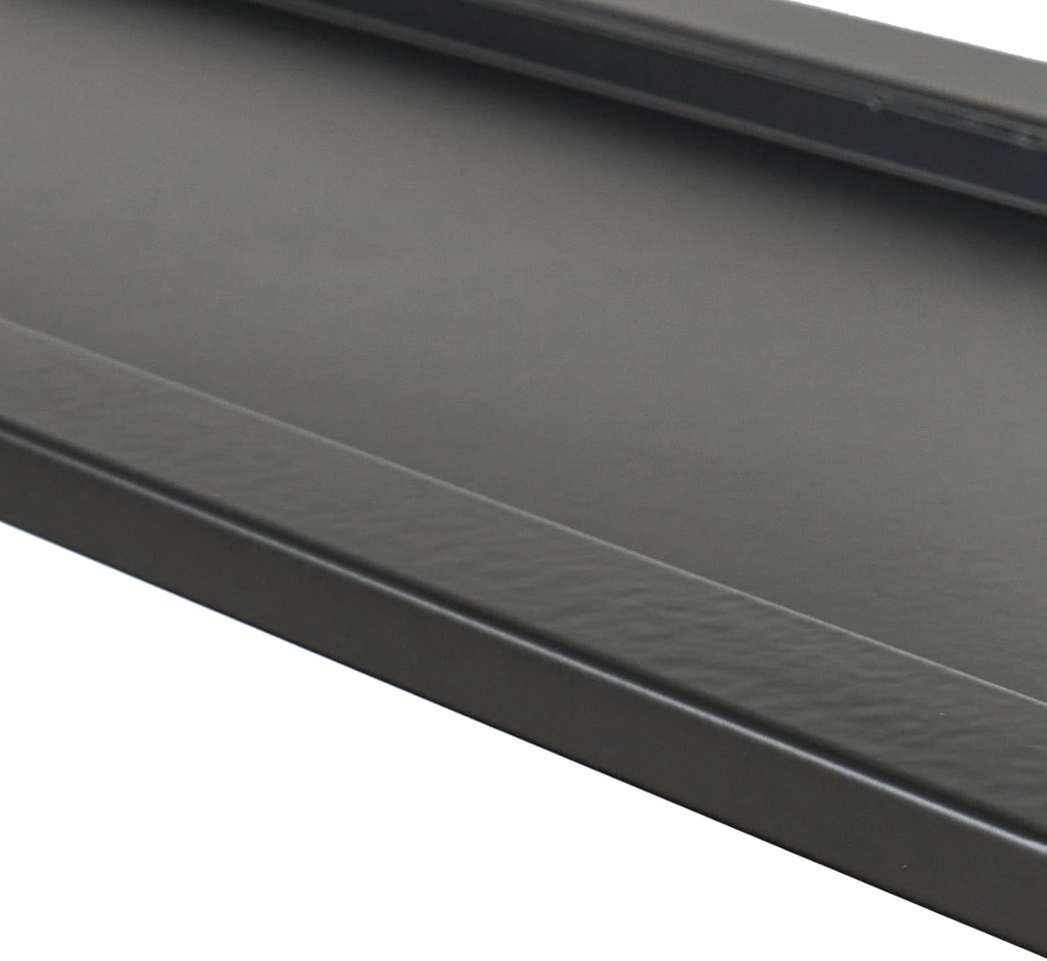Close-up of the black rectangular ceiling mounting plate for the Lucande Estante Suspension Light.