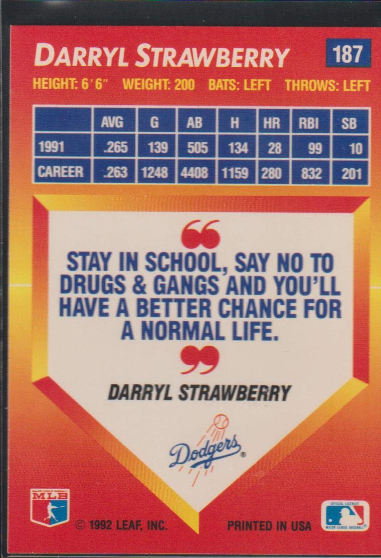 Amazon.com: Darryl Strawberry (Baseball Card) 1992 Donruss Triple