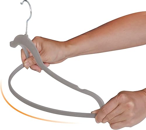 Miniatura 5 de SUPER DEAL Perchas de terciopelo de alta calidad, paquete de 100 perchas delgadas antideslizantes con muescas para abrigos, trajes, pantalones,