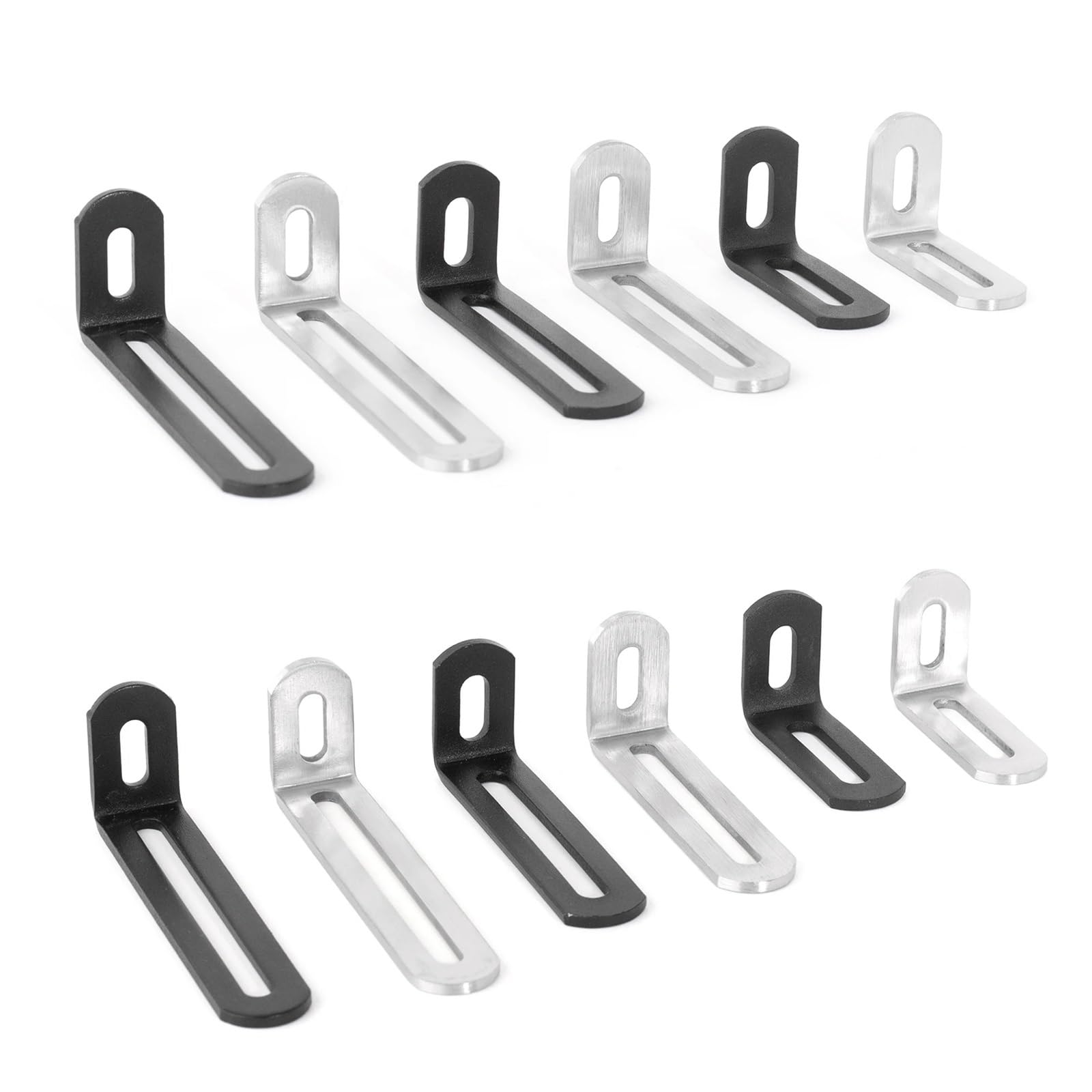 Staffa angolare regolabile in acciaio inossidabile da 10 pezzi in metallo resistente a forma di L 90 gradi for mobili con scaffali in legno Per Mobili, Scaffali, Sedie In Legno(Black 98mm)