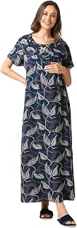 MomToBe Women's Cotton Blend Maxi Maternity Nighty/Feeding Nighty/Pregnancy Night Gown/A-Line Nursing Nighty with Zippers ... Price In India