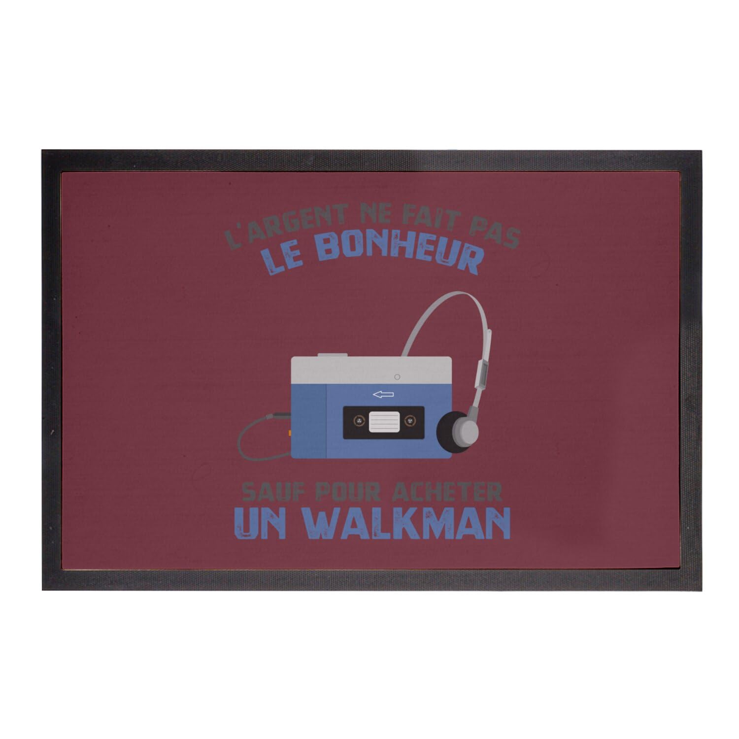 Paillasson rouge radio cassette retro 75x50 cm pour entree vintage