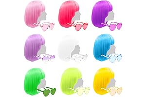 9 Pieces Colorful Bob Wig, 12-Inch Bachelorette Party Props