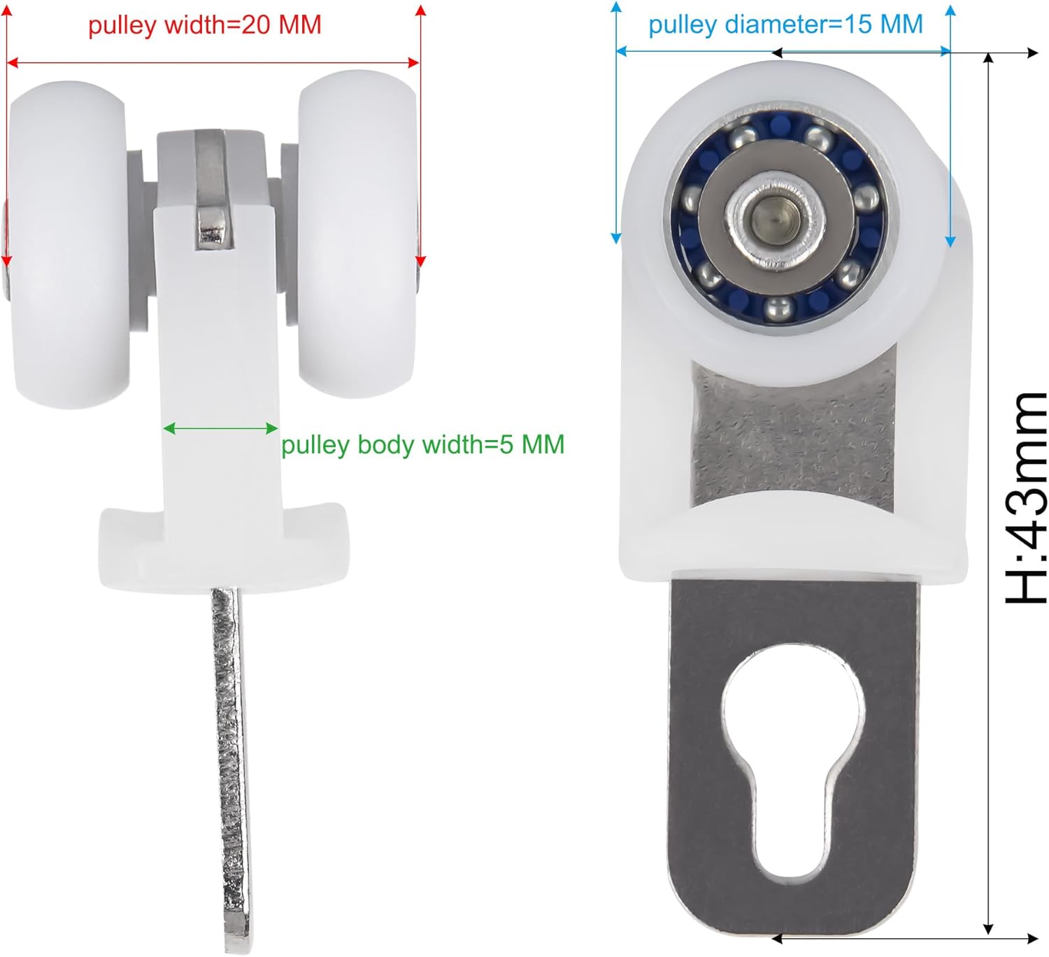 Curtain Track Rollers Curtain Mute Wheel Rollers Hook Pulley Runners/Sliders for Ceiling/Wall Mount Curtain Tracks 30PCS