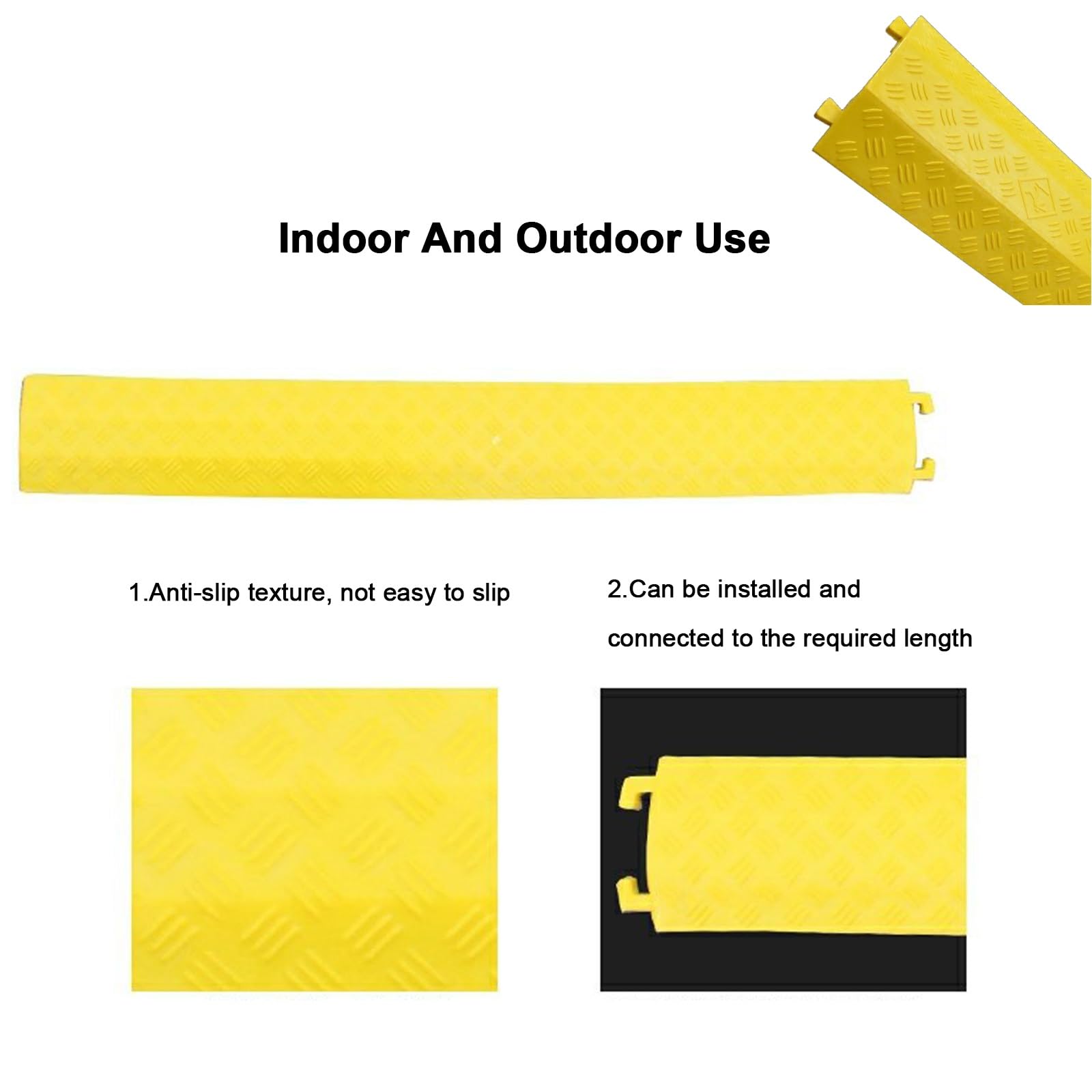 Cubierta protectora de cable de rampa, protector de alambre de PVC duradero para suelo, cubierta de cable de 1 canal para una gestión segura de cables, solución de protección de cables resistente