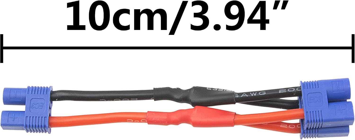 3Pcs HIRCQOO EC3 Plug 14AWG Soft Silicone Parallel 3.94" Y Splitter Harness Cable Adapter 1Female to 2 Male for RC Car Truck Boat Quadcopter Airplanes Lipo Battery