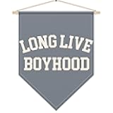 SHIEL-EVEN Long Live Boyhood Pennant Flag Banner, Boys Room Poster Hanger Frame, Boy Nursery Decor, Modern Canvas Wall Art for Bedroom, Toddler Playroom Wall Decor, Birthday Christmas Gifts