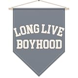 SHIEL-EVEN Long Live Boyhood Pennant Flag Banner&comma; Boys Room Poster Hanger Frame&comma; Boy Nursery Decor&comma; Modern Canvas Wall Art for Bedroom&comma; Toddler Playroom Wall Decor&comma; Birthday Christmas Gifts