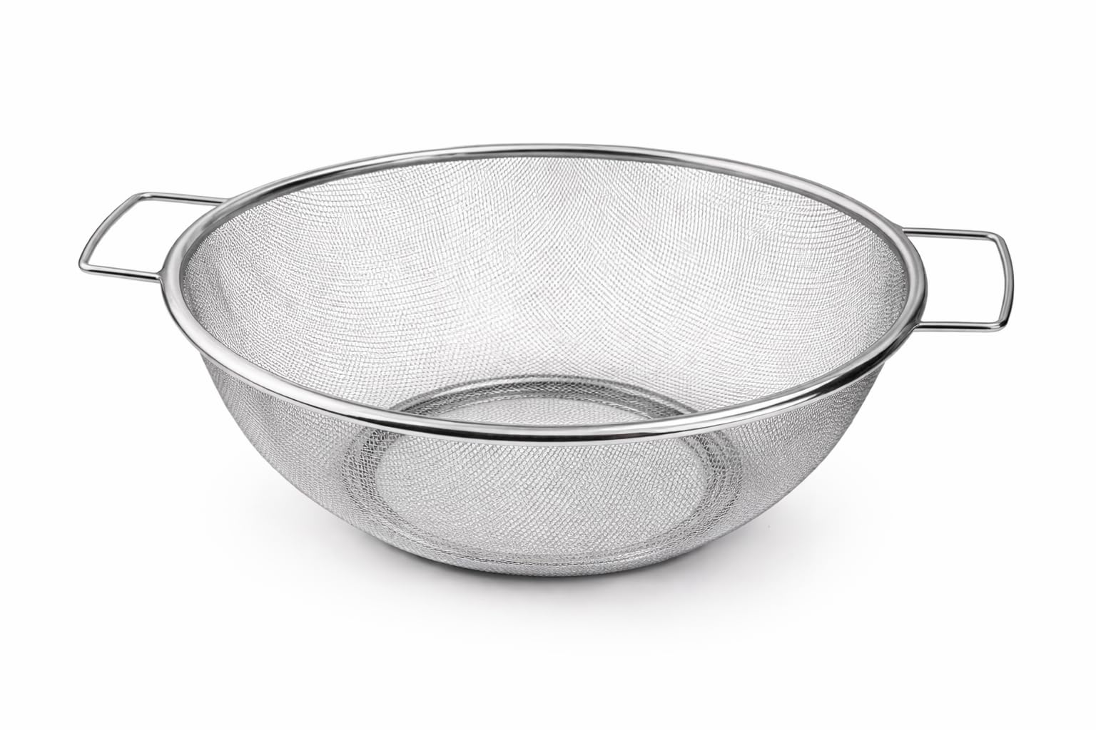 Escorredor de Alimentos Inox 26cm com Alças Laterais. Peneira Multiuso para massas,