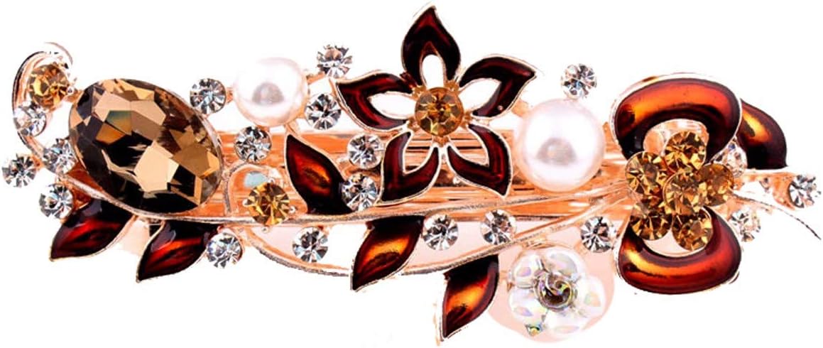 AdorabFitting Rhinestone pearl hairpin crystal hairpin hairpin horizontal clip hair accessory coffee color