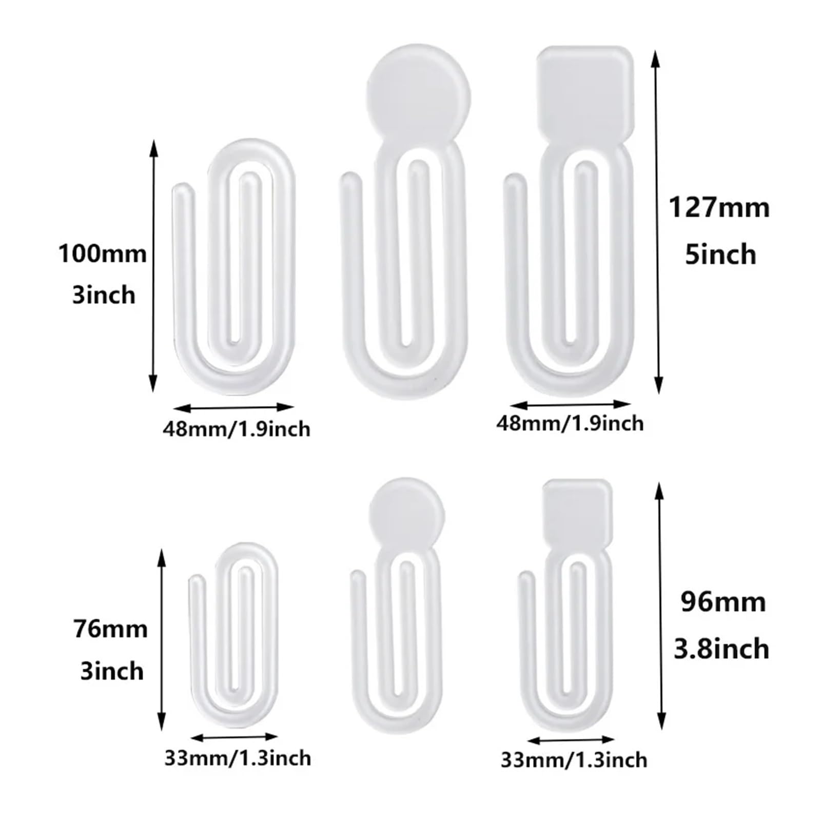 Plastikowe klipsy do papieru, 20 szt., kreatywne akrylowe klipsy do papieru, sublimacja, do druku termicznego, 76 x 33 mm