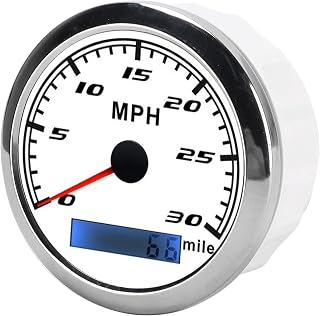 GPS Speedometer, 30MPH 0‑999999 Mile GPS Speed Gauge for Boat Car Truck (White)