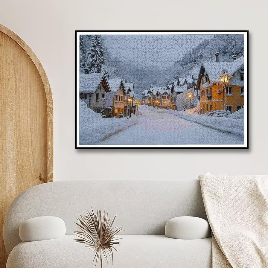 Zimowe puzzle 5000 elementów, drewniane puzzle świąteczne dla dorosłych, rozmiar: 156 x 105 cm, 5000 sztuk puzzle dla dorosłych, rodzinne gry edukacyjne, puzzle na prezent dla kobiet, wystrój domu