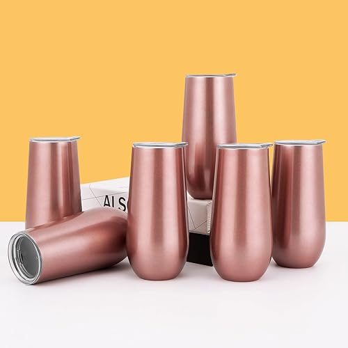 Miniatura 3 de Lifecapido Paquete de 6 vasos de champán sin tallo, copas de champán aisladas de 12 onzas, copa de champán sin tallo, vaso de copa de champán para