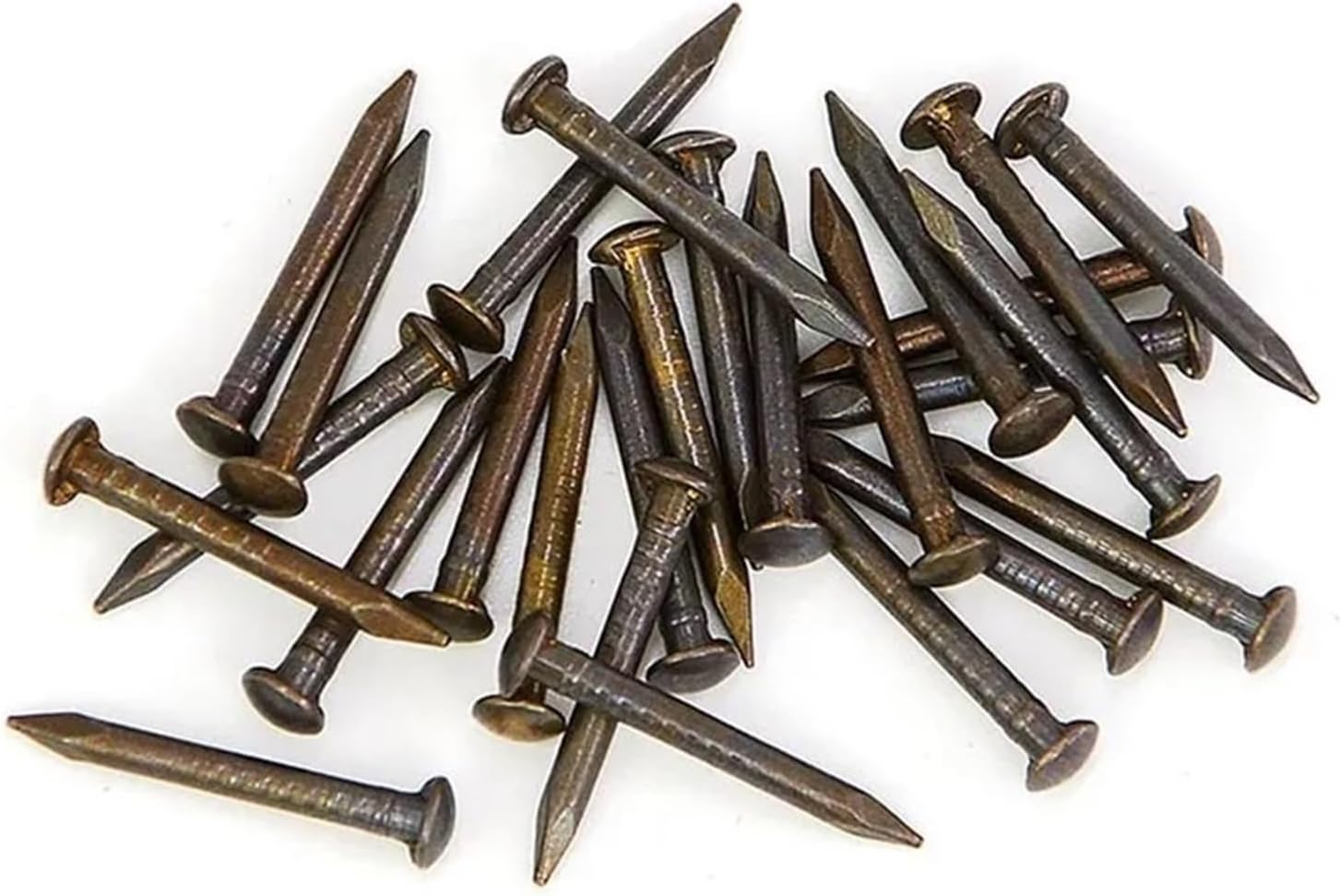 100/200pcs Antique Brass Bronze Pure Copper Small Mini Round Head Nail For Furniture Hinge Drum(2x20mm,200pcs)
