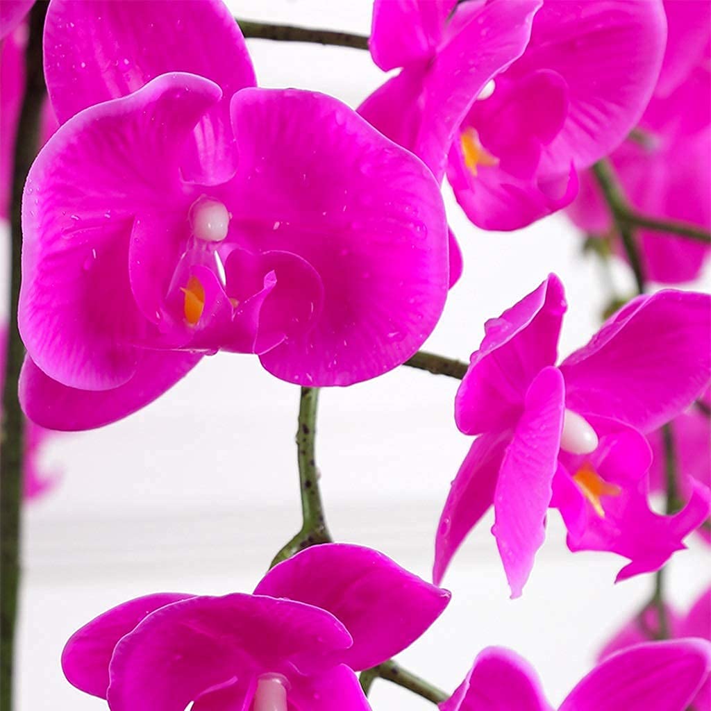 Zestaw sztucznych kwiatów, sztuczny Phalaenopsis, 6 kompozycji kwiatowych i wazon, dom, stół do jadalni, biura, na imprezę, dekoracja stołu w jadalni (fioletowy) (biały)