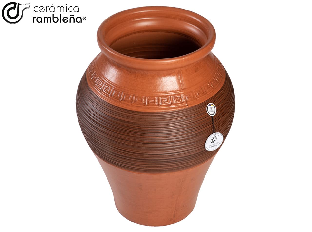 CERAMICZNA RAMBLEŃSKA | Trzba | Antyczny Tusz | Tusz do doniczek | Tinaja Doniczka Brązowy - Model 05 | 40x40x50 cm