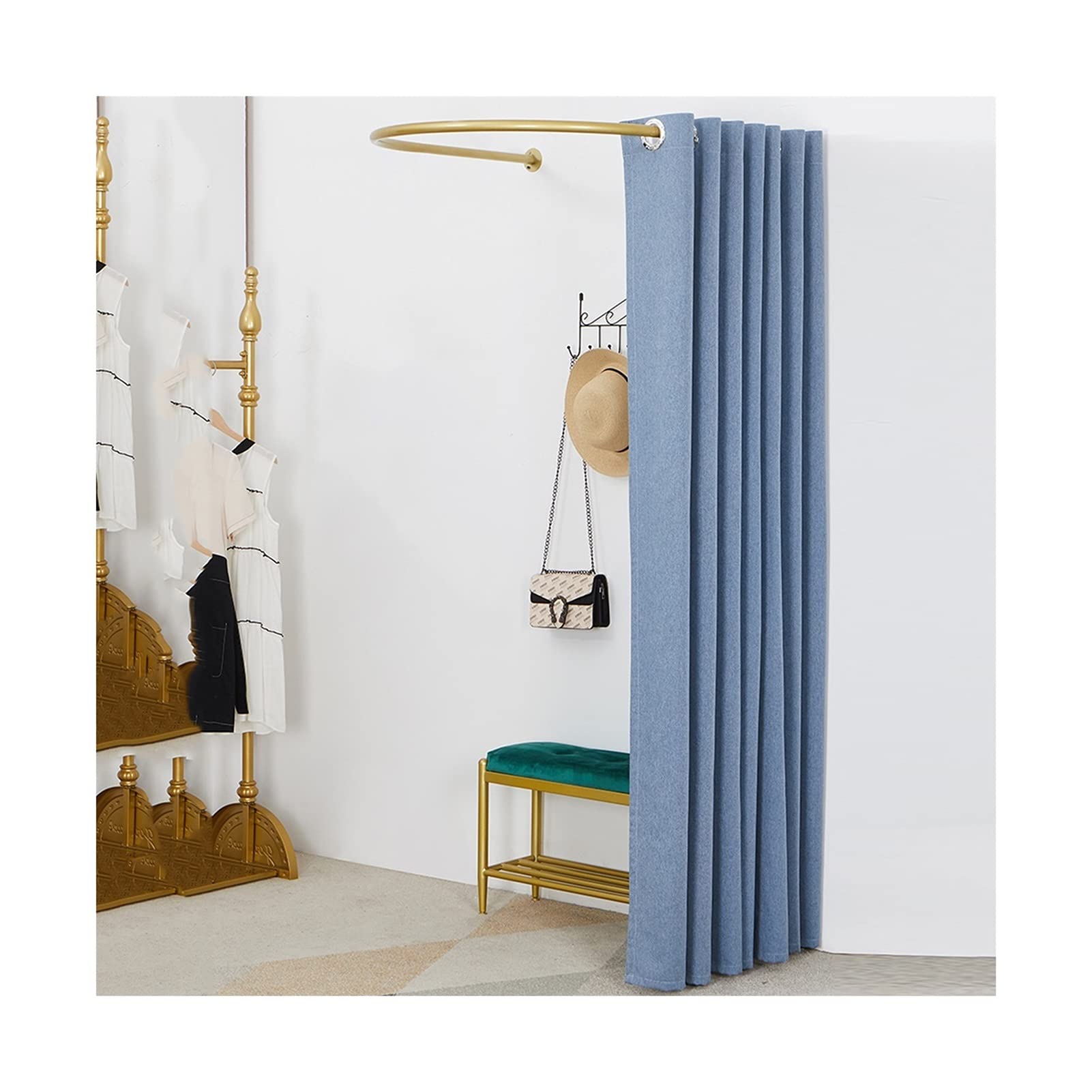 Rail en acier inoxydable pour cabine d'essayage en U de magasin de mode