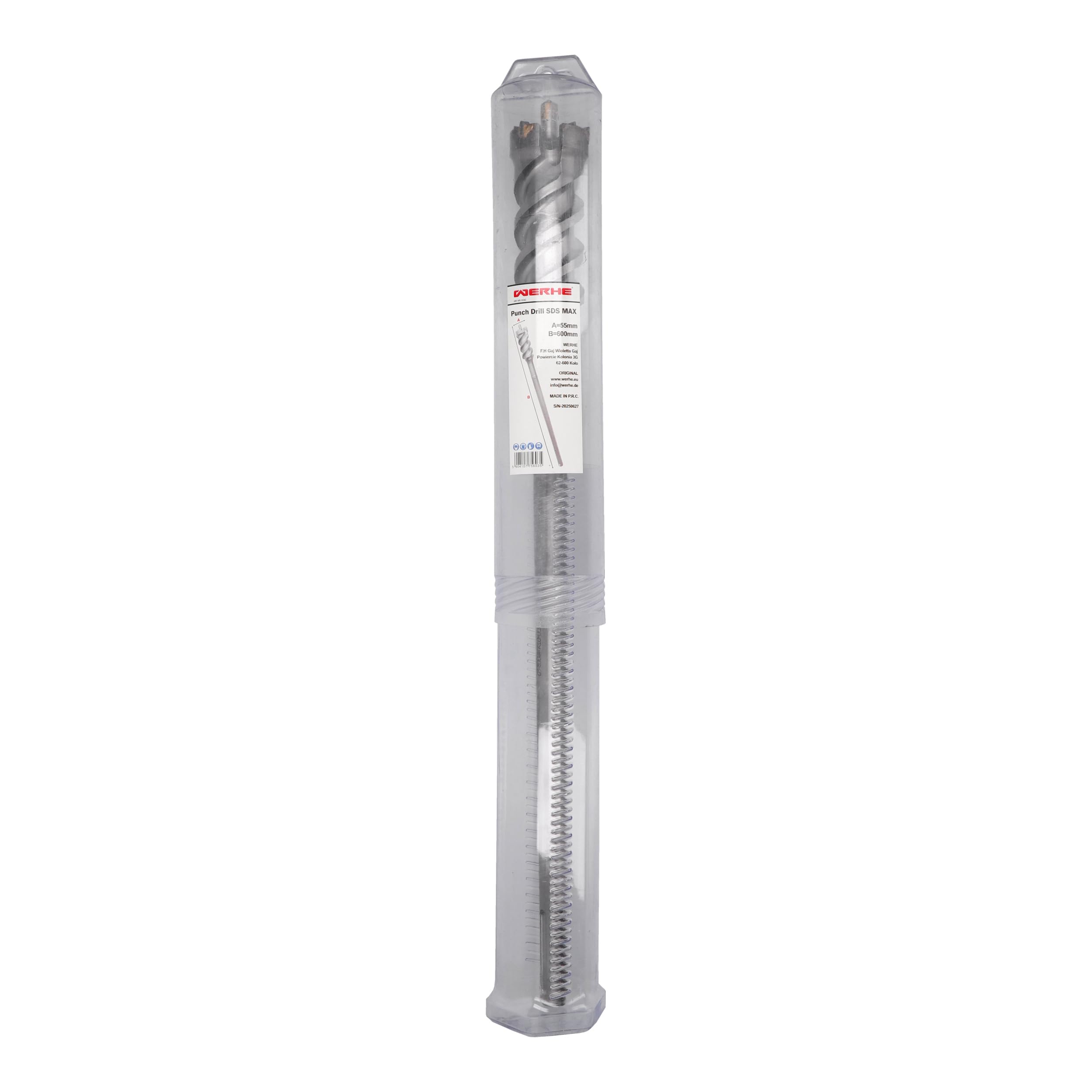 WERHE SDS MAX Foret de perçage – pour perçages longs dans le béton et le béton armé – tête en carbure asymétrique, pointe de centrage, noyau renforcé – 55 x 600 mm