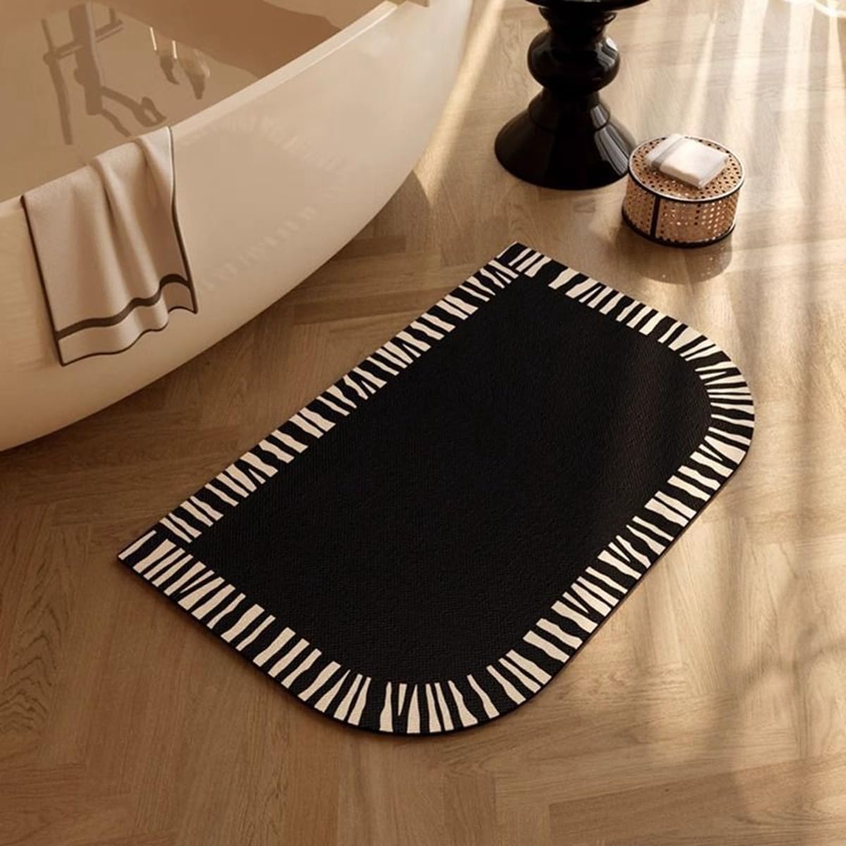 Tapis de Sol Décoratif | Tapis de Bain antidéparant et Doux en Terre de diatomée | Séchage Rapide | Anti Odeur | Fort Pouvoir Absorbant |(D,80x100cm)