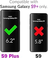 Vista 2 de Asuwish Funda de teléfono para Samsung Galaxy S9 Plus con protector de pantalla de vidrio templado y correa para la muñeca, soporte para tarjeta