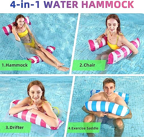 2 Pack Inflatable Pool Floaties for Adults, Water Floaties, 4-in-1 Multi-Portable Water Pool Float Hammock (Saddle, Lounge Chair, Hammock and Drifter) - Image 3